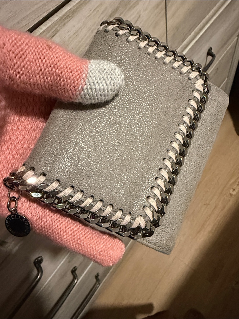 Stella McCartney Gray Chain-Trim Mini Wallet